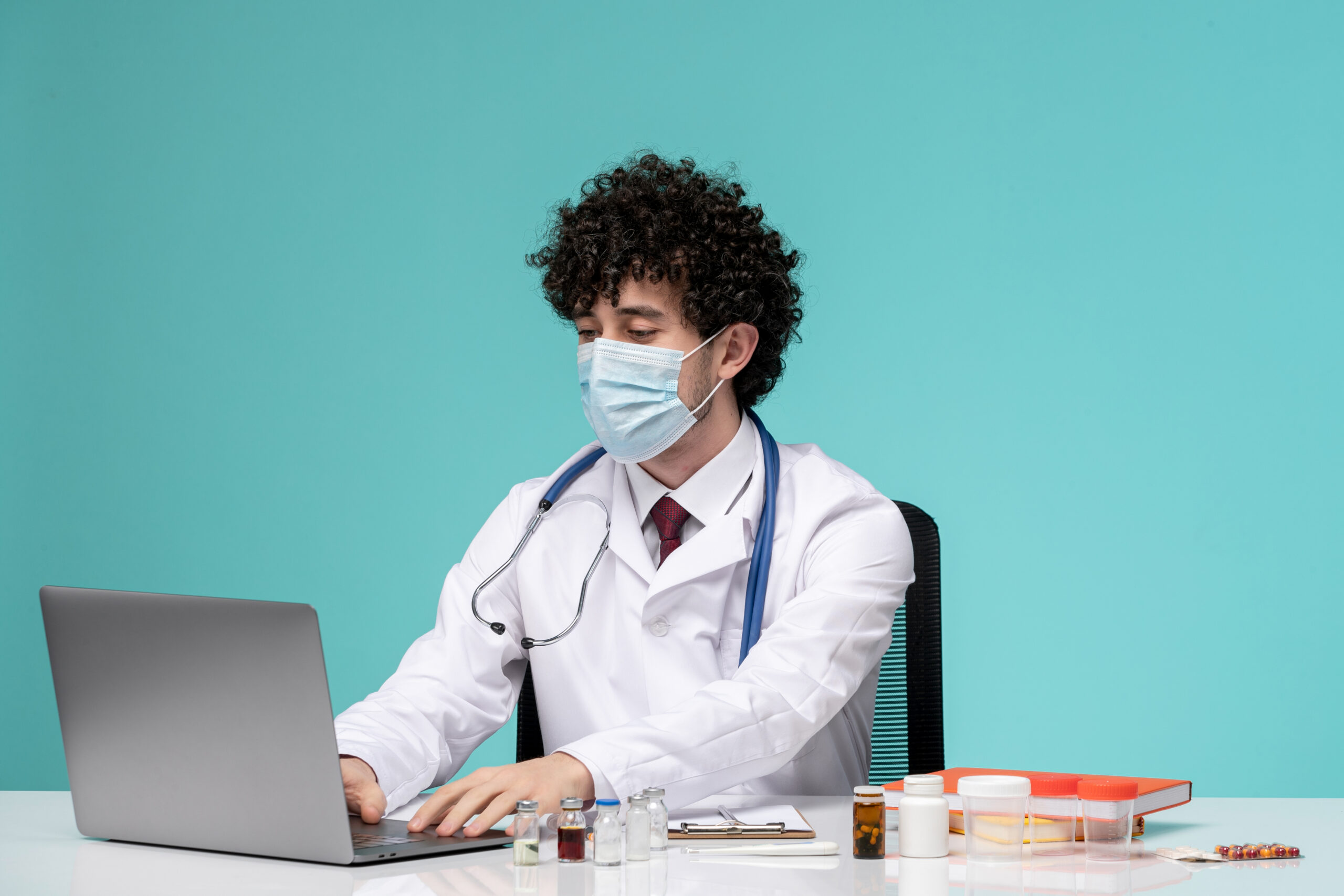 remote healthcare professional working from home on laptop