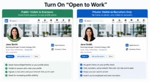 LinkedIn Open to Work public vs private setting