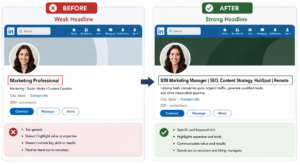 LinkedIn headline before and after optimization example
