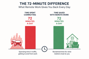 graph showing time saved by remote jobs vs commuting